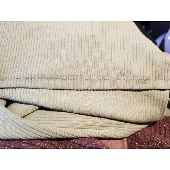 Madewell Women Square Neck Long Sleeve Ribbed Cropped Sleekhold Green Top Size S - Picture 10 of 10